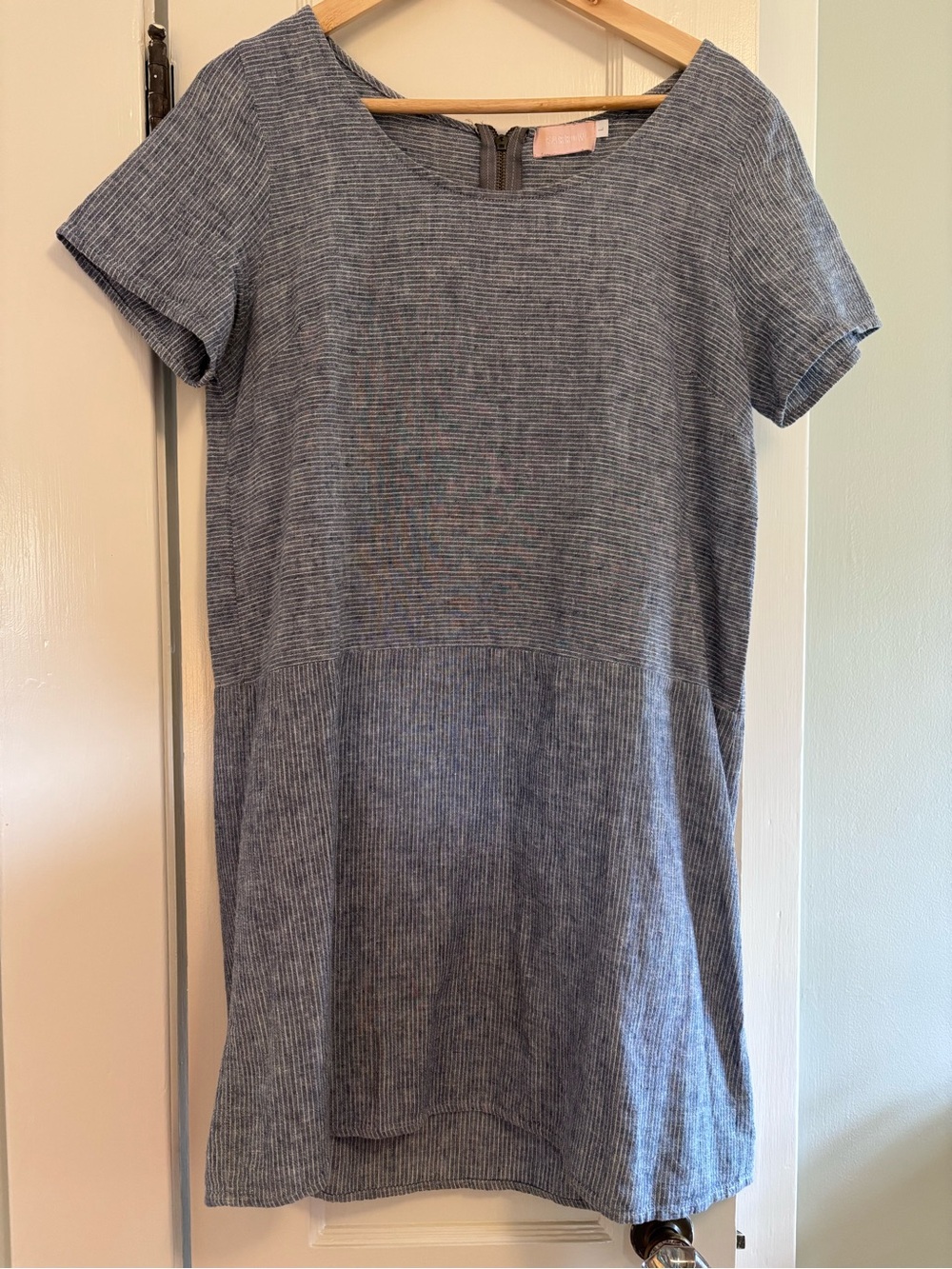Washed Blue Short Sleeve Shift Dress